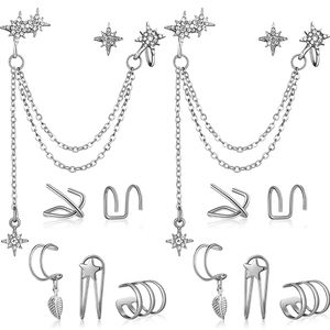 14 Pieces Ear Cuff Clip on Earrings Non Piercing Earrings Fake Cartilage Cuff